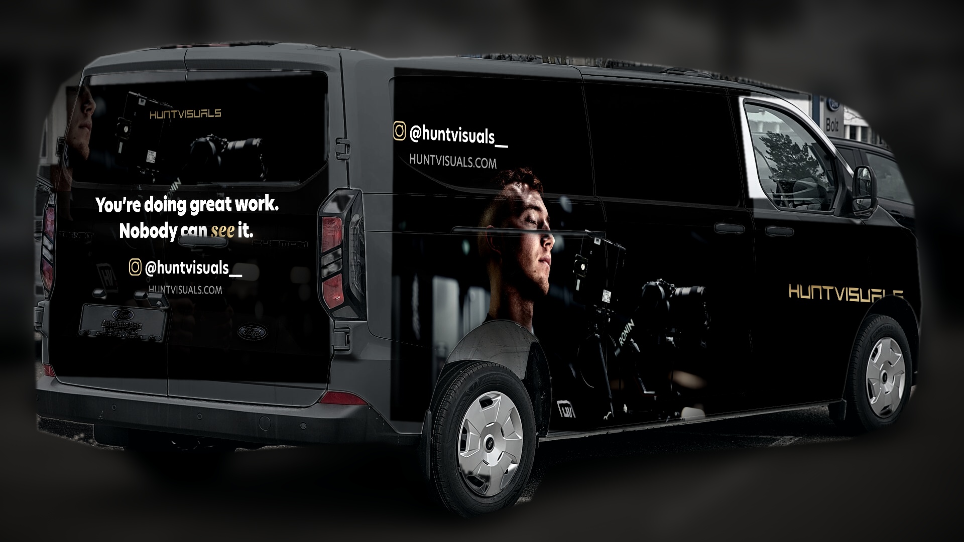 The photo wrap on a real Ford Transit Custom